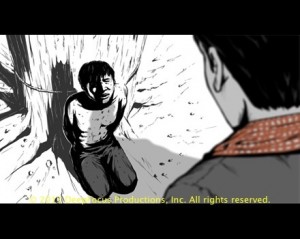 Storyboard detail from The Killing Fields of Dr. Haing S. Ngor. . © 2013 DeepFocus Productions, Inc., illustration by Yori Mochizuki
