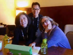 Director Arthur Dong consults with Sundance editorial advisors Jean Tsien, left, and Carol Dysinger on The Killing Fields of Dr. Haing S. Ngor.