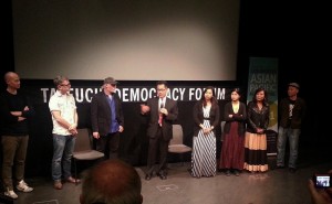 Post-screening Q & A (l-r): Wilson Wu, Grant Nellessen, Mark Adler, Arthur Dong, Asiroh Cham, Vanara Taing, Bochan, Yori Mochizuki