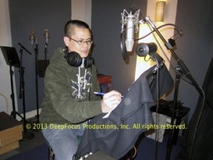 Wayne Ngor records voice-overs for The Killing Fields of Dr. Haing S. Ngor.. © 2013 DeepFocus Productions, Inc., photo by Arthur Dong.